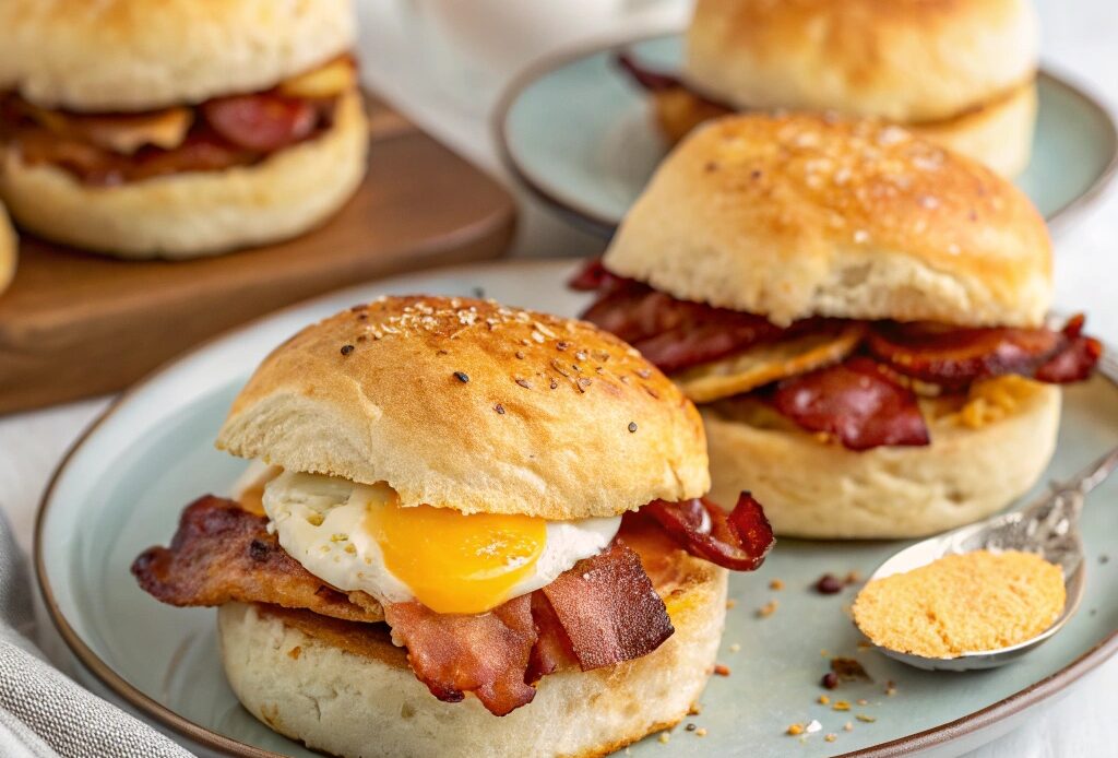 Air Fryer Egg And Bacon Stuffed Biscuits