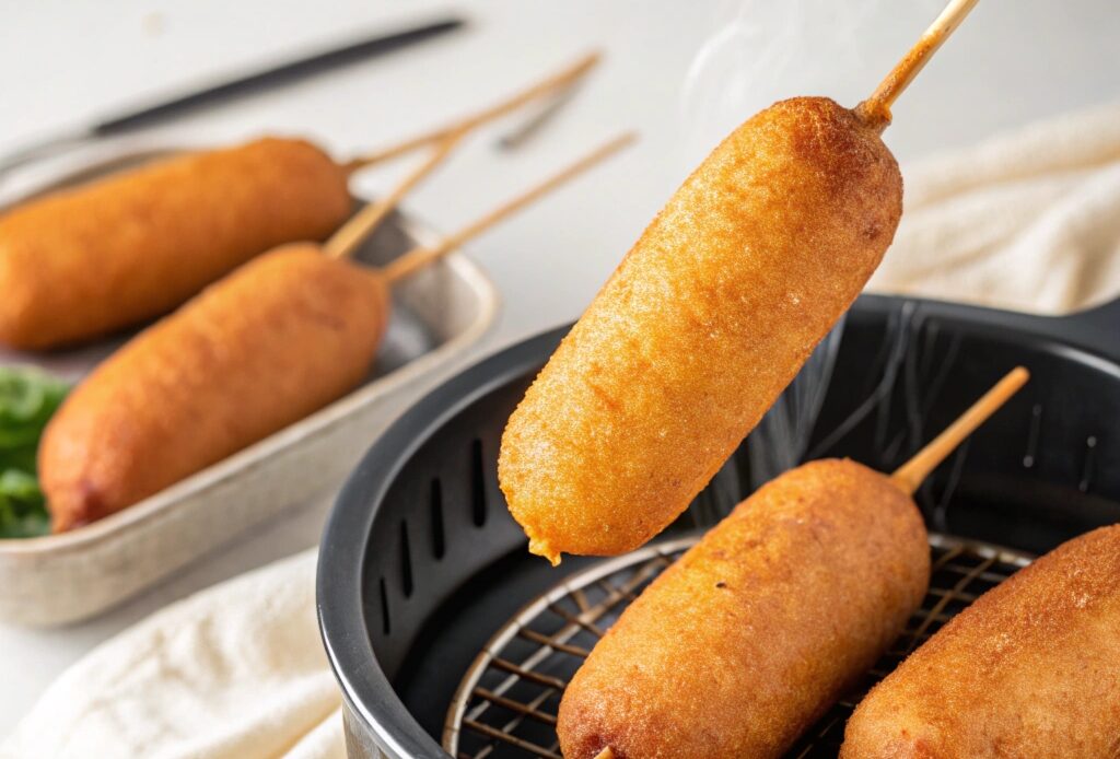 Classic, Crispy Corn Dogs in the air fryer