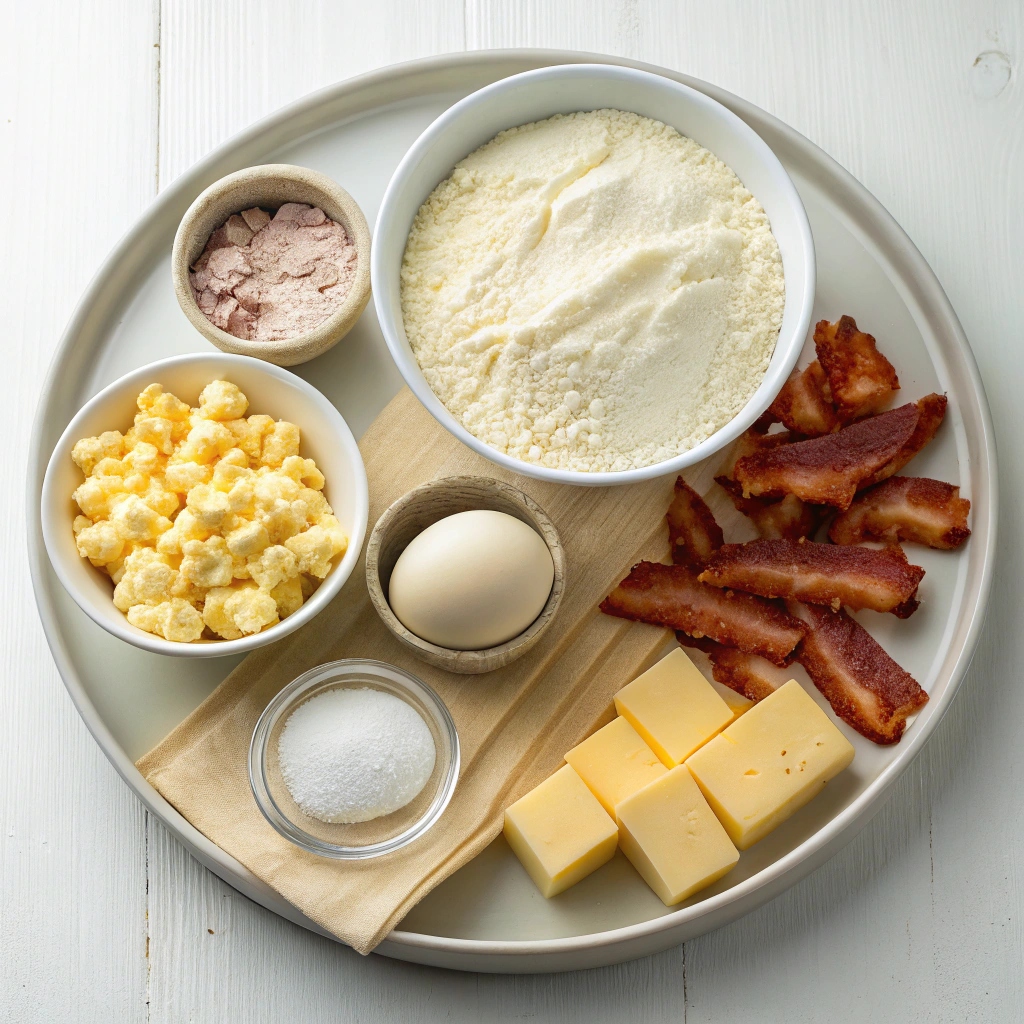 Ingredients for Egg & Bacon Stuffed Biscuits