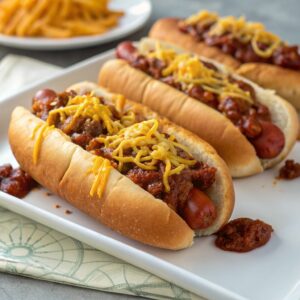 Air Fryer Chili Cheese Dogs