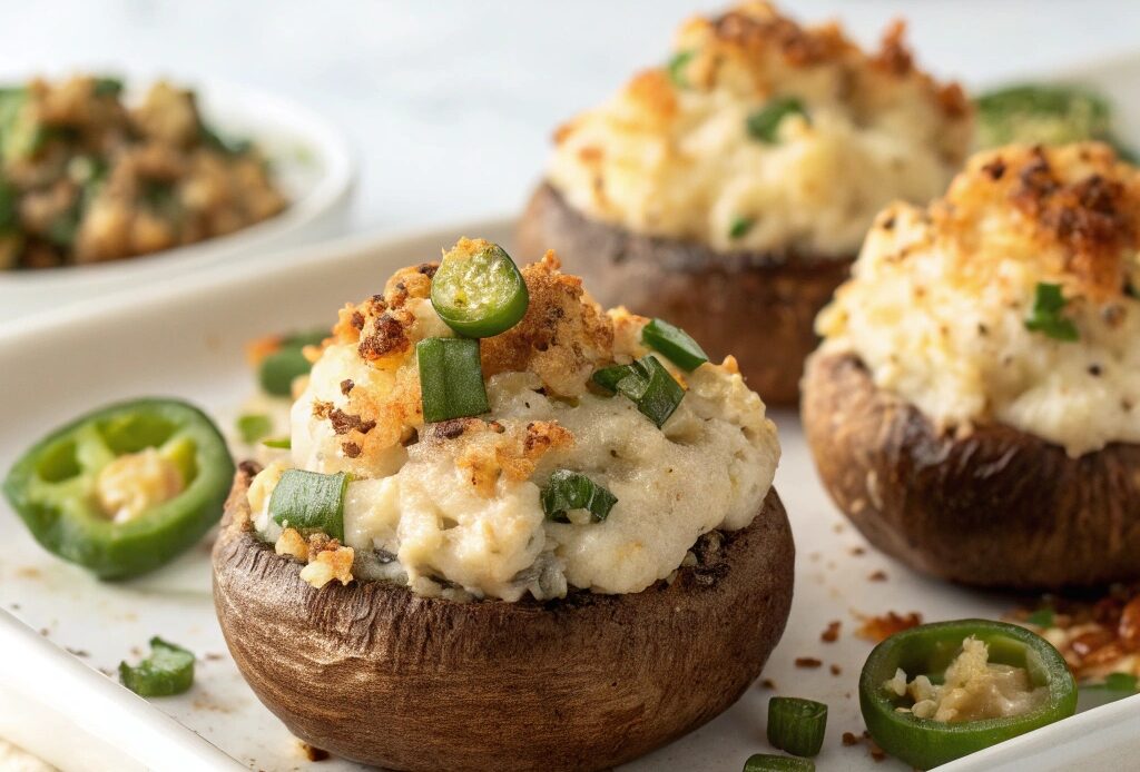 Air Fryer Jalapeño Popper Stuffed Mushrooms