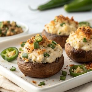 Air Fryer Jalapeño Popper Stuffed Mushrooms