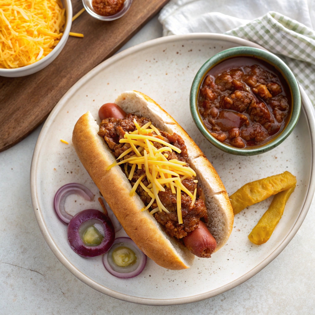 Ingredients for Air Fryer Chili Cheese Dogs