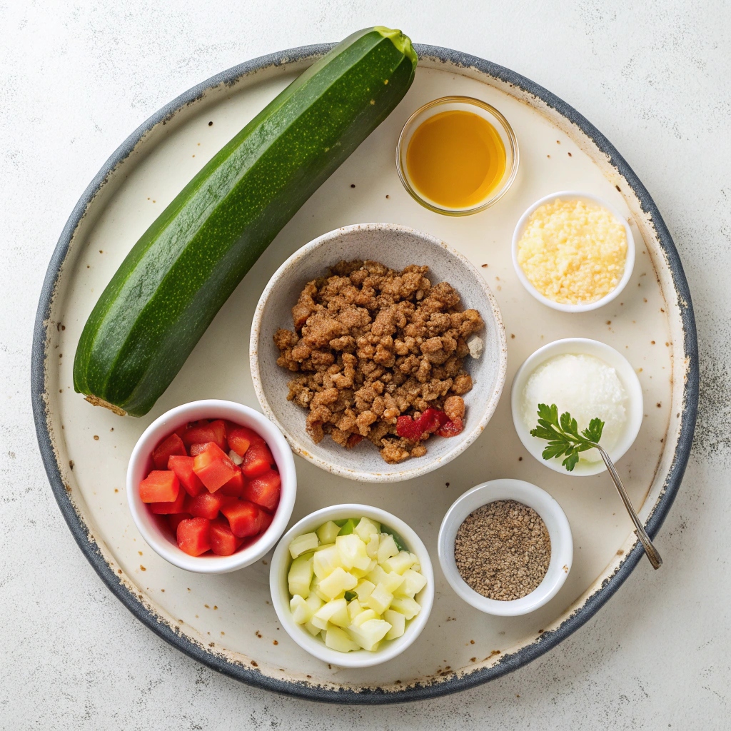 Ingredients for Keto Zucchini Boats